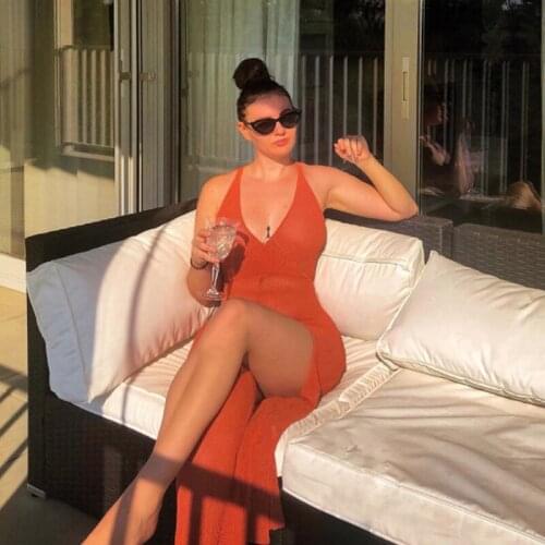 2021 Crochet Tunic Beach Dress Cover-ups Summer Women Beachwear Sexy Hollow Out Knitted Swimsuit Cover Up Robe de plage A853