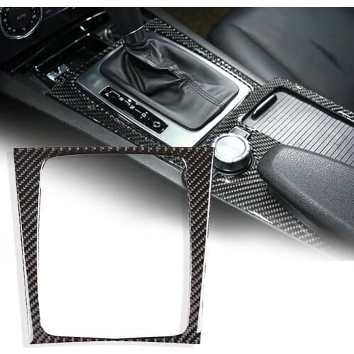 3K Carbon Fiber Car Gear Shift Panel Frame Moulding Trim Cover Stickup Auto Interior decor for Mercedes-Benz C-Class W204 07-14