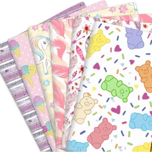 50*45cm Cartoon Bear Feather Polyester Cotton Or knit Stretch Satin Fabric Tissue Sewing Quilting Needlework Material DIY