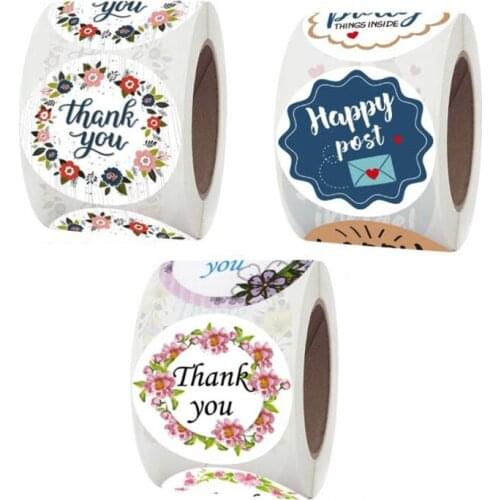 1.5Inch Floret Letter Thank You Stickers Labels Decoration Paper Scrapbooking Sticker Sealing Stationery Supply 50PCS