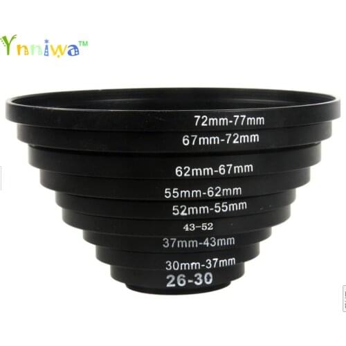 7pcs Metal Step Up Rings Lens Adapter Filter Set 49-52-55-58-62-67-72-77mm 49-77mm Aluminum ring Universal Lens Adapter