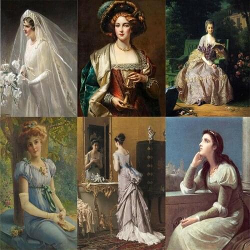 5D DIY Diamond Painting Noblewoman Thinking Girl Picture Full Round Drill Diamond Embroidery Cross Stitch Home Decor Sexy Woman