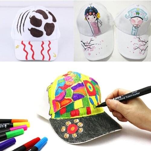 Child Personality DIY Design Trucker White Caps Hand-painted Hip Hop Caps Blank Baseball Hat For Kids Party Decoration