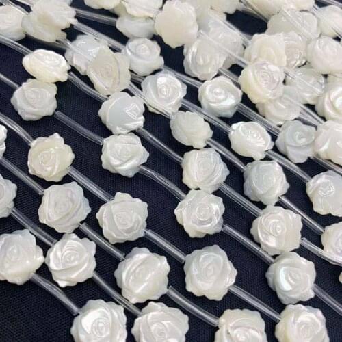 10mm 10Pc/lot Rose Flower Natural White Pearl Shell Loose Shell Beads For Making DIY Charm Jewerly Necklace Bracelet Accessories