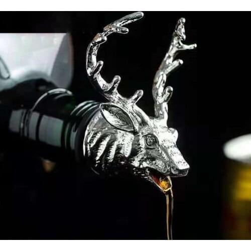 Dispenser for Wine Zinc Alloy Deer Head Mouth Reindeer Pourer Eco-friendly European Wine Extractor Silver Pourers Wedding Gift