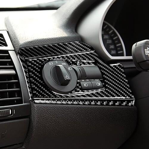 For BMW Z4 E85 2003-2008 Black Carbon Fiber Stickers Headlight Switch Button Panel Cover Trim Styling Interior Car Accessories