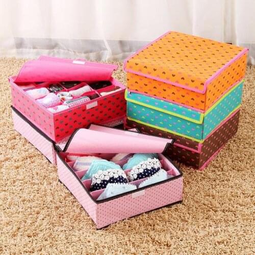 Non-Woven Fabric Home Storage Box with Cover Underwear Storage Box Bra/Socks/Underwear Organizer Fashion Dot Clothing Organizer