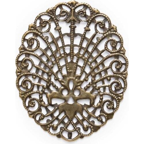10/30 Piece Bronze Tone Filigree Hollow Oval Wraps Connnector Embellishments Findings Jewelry Making DIY 61x48mm