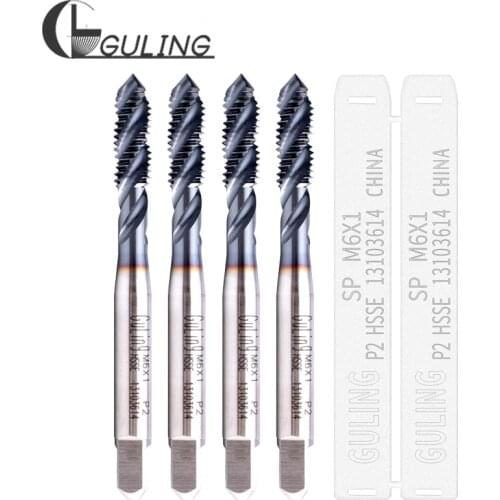 10PCS HSS-E Metric With TICN coating Spiral Fluted Tap M2 M3 M4 M5 M6 M8 M10 M12 X0.4 X0.45 X0.5 X0.7 machine screw thread taps