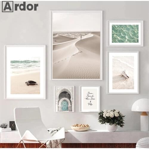 Islamic Architecture Poster Shell Sea Beach Conch Tortoise Desert Landscape Wall Art Canvas Painting Quotes Art Print Home Decor