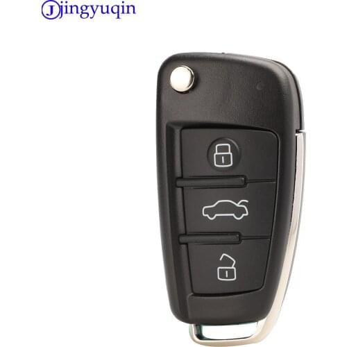 Jingyuqin 10ps 3 Button Folding Remote Flip Car Key Case Shell Fob For Audi A2 A3 A4 A6 A6L A8 Q7 TT Key Fob Case Replacement