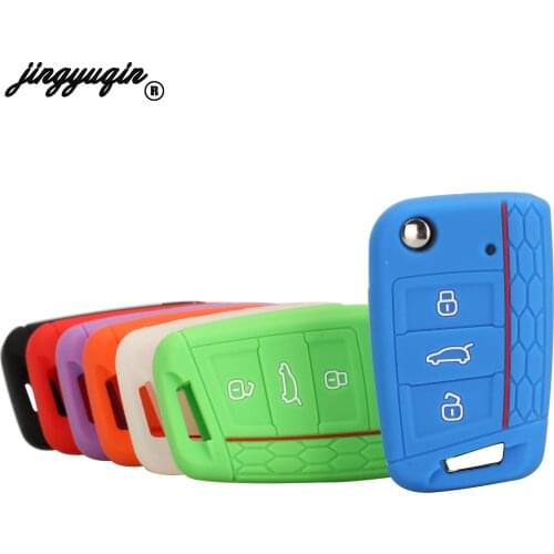 Jingyuqin 3B For VW Polo Golf 7 Tiguan For Skoda Octavia Kodiaq Karoq For SEAT Ateca Leon Ibiza Silicone Remote Car Key Case