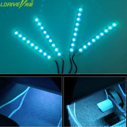 LDRIVE 4PC 12V LED Car Atmosphere Light chassis light LED Glow Floor Foot Decoration Light Lamp car Styling Cigarette lighter