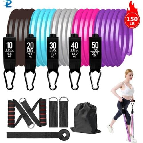 150lbs Fitness Resistance Band Pull Rope Yoga Rubber Band Elastic Band Upgrade Training Band Set Pilates Fitness Equipment Home