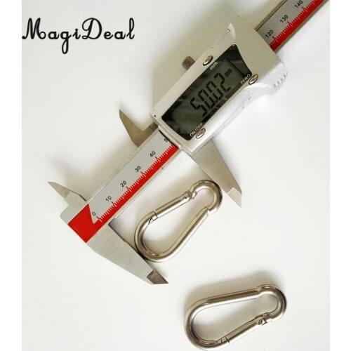 MagiDeal 2Pcs Stainless Steel Carabiner Clip Snap Spring Fast Hook Buckle M5/4x50/40mm for Camping Hiking Boating Kayaking Acce