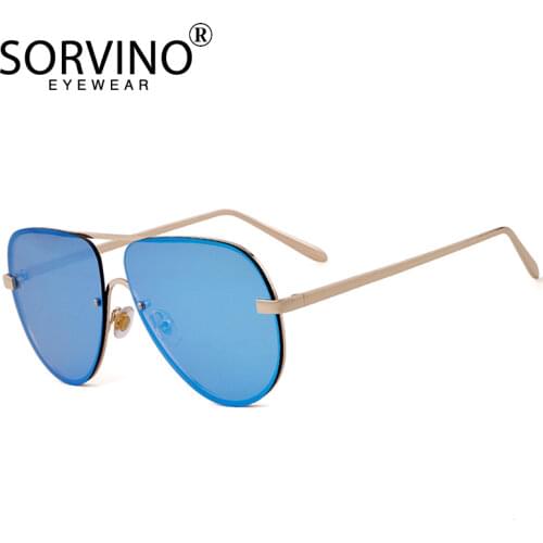SORVINO Designer Pilot Sunglasses Men Women 2020 High Quality 90s Flat Top Rimless Rose Gold Toad Sun Glasses Big Shades SP112