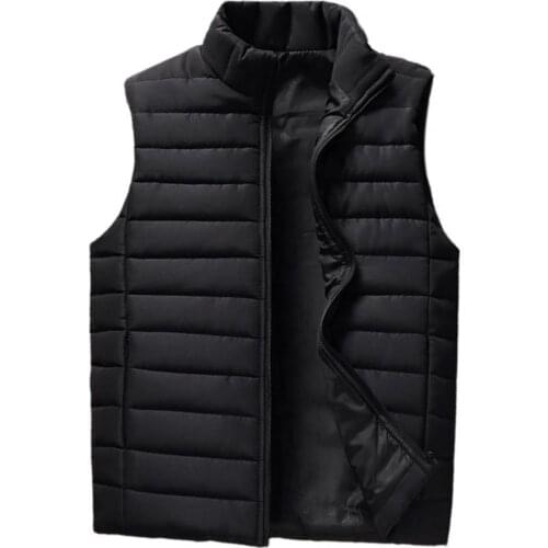 Hot Sale Fashion Sleeveless Stand Collar Men Waistcoat Slim Thicken Warm Zipper Closure Winter Vest Windproof Men Clothes2021New
