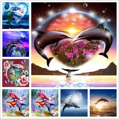 New popular 5d diamond painting full dolphin 5d diamond embroidery full set animal 5d diamond mosaic sale rhinestone pictures