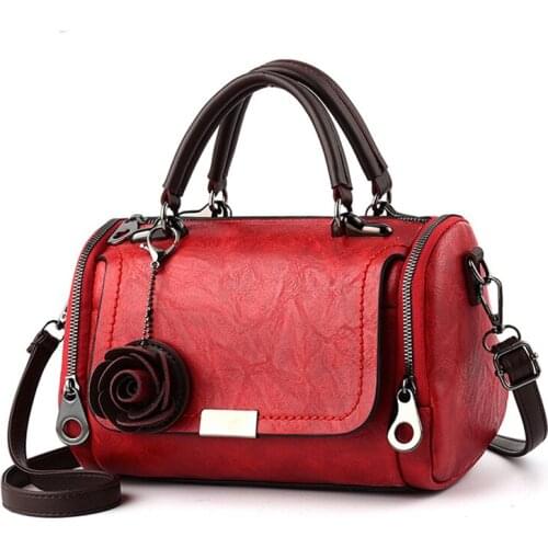 2021 New Flowers Pendant Handbag Womens Fashion Boston Bags Single Shoulder Bag Ladies Crossbody Bag PU Messenger Totes