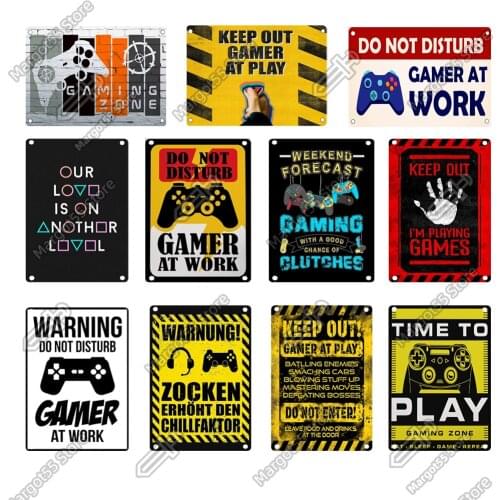 Kegill Keep Out I''m Playing Games Tin Sign plates Funny Metal Sign Retro Wall Decor for Sweet Home,man Cave,room,decoration men