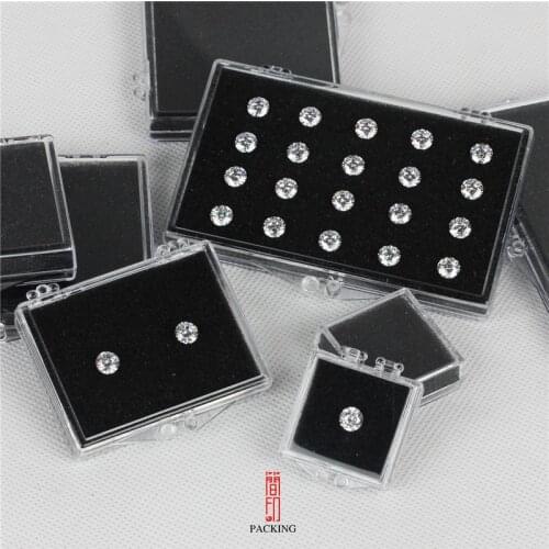 Wholesale 24pcs/lot Gem stone box square diamond display boxes, plastic gem boxes, simple bare stone storage boxes