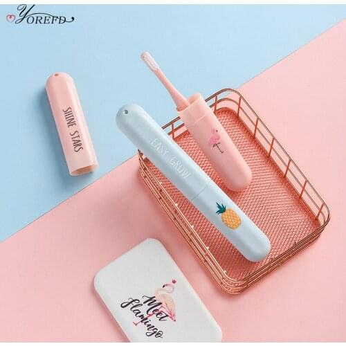 OYOREFD Cute Cartoon Flamingos Toothbrush Case Portable Travel Tooth Brush Dust-proof Protect Cover Bathroom Tooth Brush Box