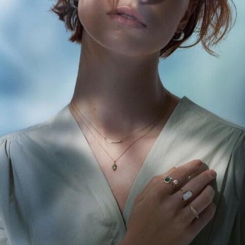 Commuter natural pearl peas S925 sterling silver necklaces for women luxury jewelry female charm gold chain smile necklace