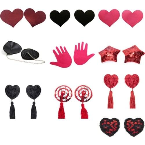 Sexy Pasties Stickers Women Lingerie Sequin Tassel Breast Bra Nipple Cover Self Adhesive Heart Shape Bra Nipple Cover