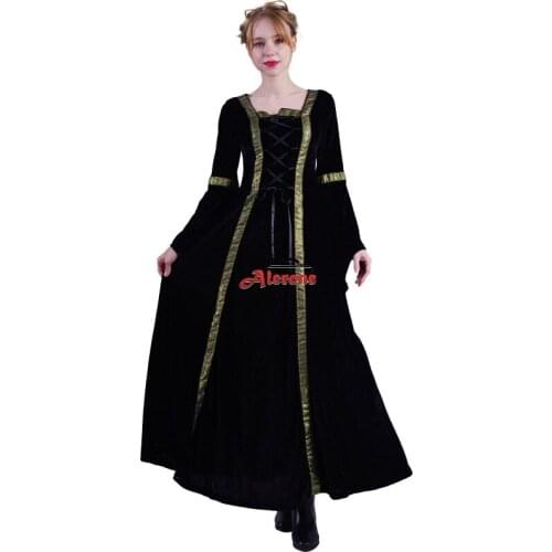 Medieval Dress Retro Large Swing Medieval Maxi Dress Cosplay Halloween Costume