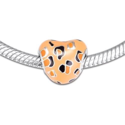 Fits for Pandora Beads Bracelets Spotted Heart Charms 100% 925 Sterling Silver Jewelry Free Shipping