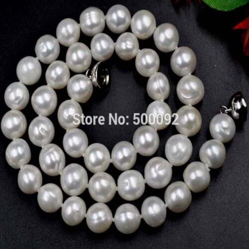 Genuine 9.5-10mm cultured freshwater pearl necklace free shipping