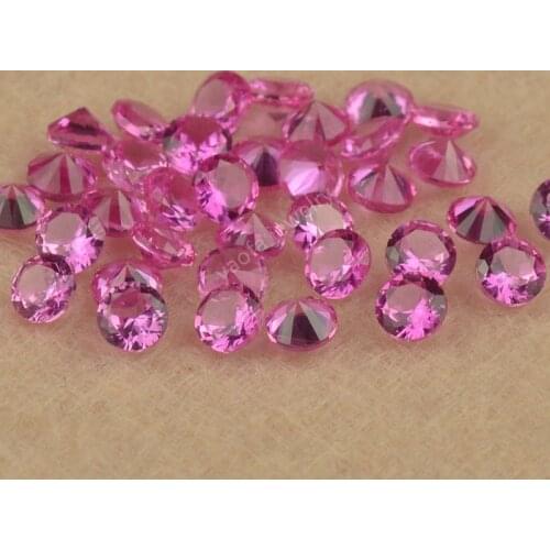 Sale Wax Setting 0.9~4mm 3# Synthetic Pink Stone Light Red Rubys Round Shape Brilliant Cut Loose Beads Lab Created Corundum Gems