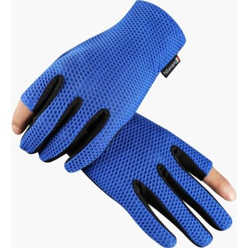 Professional Fishing Catching Gloves Dew Two Finger Ice Silk Cycling Gloves Sunscreen Release Anti-slip Gloves Hand Protection