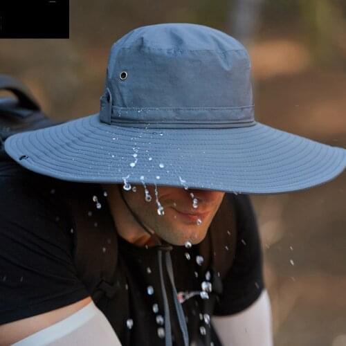Male Outdoor 12CM Oversized Eaves Fisherman Hat Hats Mens Summer Mountaineering Sun Hat