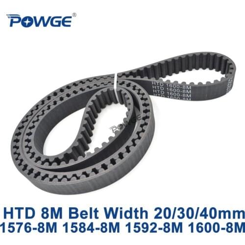 POWGE HTD 8M synchronous Timing belt C=1576/1584/1592/1600 width 20/30/40mm Teeth 197 198 199 200 HTD8M 1576-8M 1584-8M 1600-8M