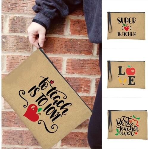 Super Teacher Print Makeup Bag Tote Travel Cosmetic Case Female Toiletries Storage Bags Ladies Purse School Pencil Bag Best Gift