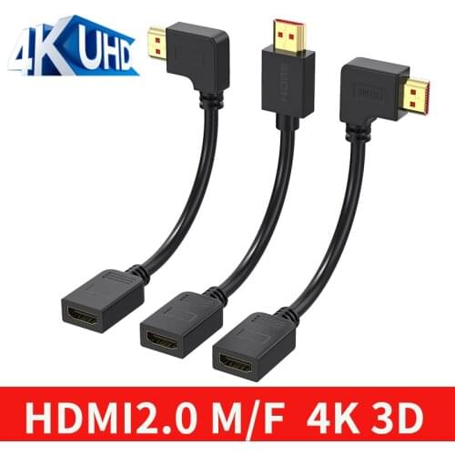 HDMI-compatible M/F extension cable short 90 degree Angle Male to Female High Speed HDMI2.0 Cable 4K 3D HDR for TV/Xbox