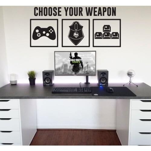 Choose Your Weapon Wall Decal Gamer Room Decor Vinyl Wall Decals Video Game Wall Art Decor Removable Computer Geek Gifts X788