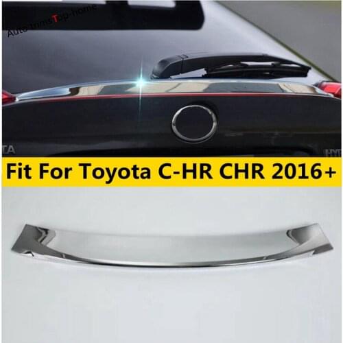 Yimaautotrims Rear Tail Tailgate Spoiler Plate Lid Cover Trim ABS Chrome / Carbon Fiber Exterior For Toyota C-HR CHR 2016 - 2021