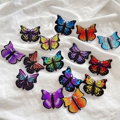 10-100pcs Color Pattern butterfly mobile phone holder folding stretch bracket DIY rotating phone finger ring holder with sticker