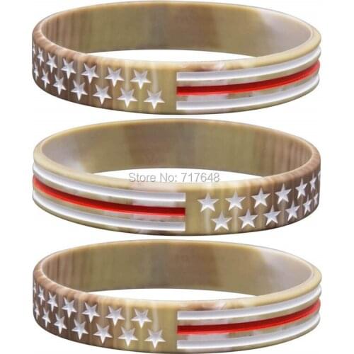100pcs Military with American USA Flag in Desert Camo wristband silicone bracelets free shipping by ePacket A
