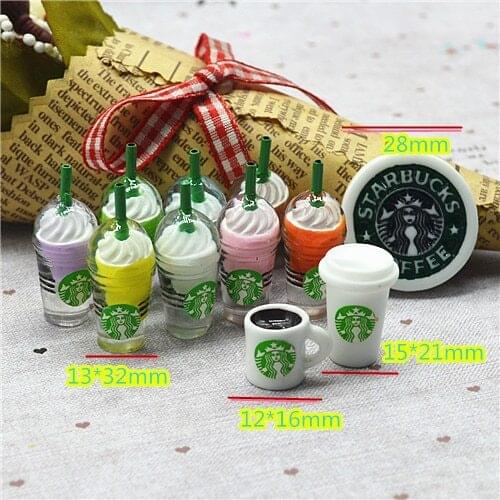 11PCS/Set Resin Dollhouse 3D Straw Coffee Cup Miniatures,DIY Jewelry Charms/Pendants,Party Decoration Crafts