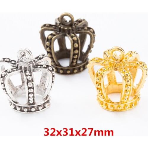 2pcs Vintage Antique Crown zinc alloy charms pendant DIY Bracelet Necklace metal jewelry accessories 7359A