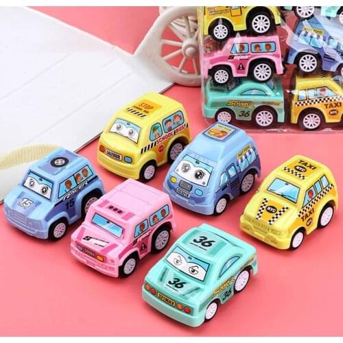 6Pcs/Set Vehicle Mini Car Toys Boy Baby Mini Pull Back Car Inertial Engineering Cars Set Children Early Learning Toys Gifts