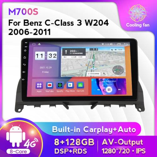 2Din Android 10 6+128G Car Radio Receiver For Mercedes Benz C Class 3 W204 S204 2006 - 2011 Wifi GPS Navigation Autoradio 4G Lte