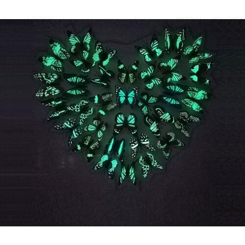 Butterfly Magnet Stickers 12 Pcs Simulation Luminous Butterfly 3D Home Festival Decoration Glow In The Dark 8cm