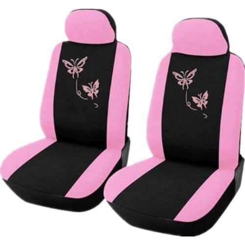 For Pink Car Seat Covers Butterfly Embroidery Car-Styling Woman Seat Covers Automobiles Car Interior For KIA For BWM X5