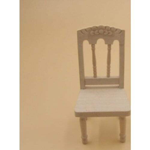 G08-X331 children gift Toy 1:12 Dollhouse mini Miniature rement wooden Carved Plain chair 1pcs