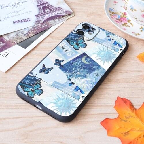 For iPhone Blue Collage Aesthetic Print Soft Matt Apple iPhone Case