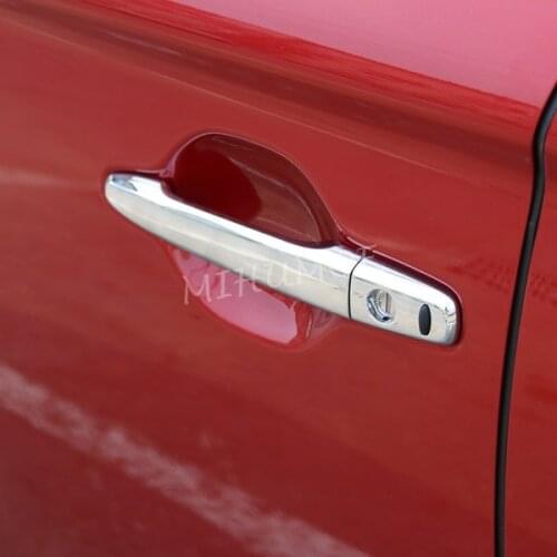 Chrome Door Handle Cover For Mitsubishi Outlander 2013-2020 With Keyless Entry System Smart Keyhole Protector Trim